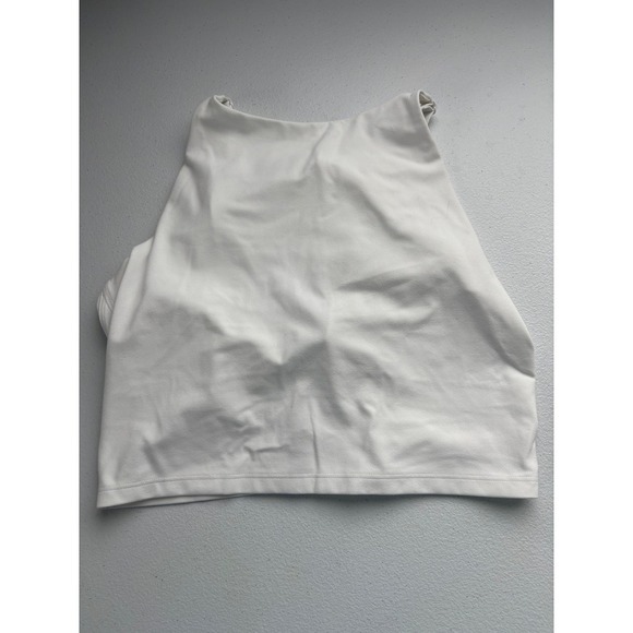 Athleta White Crop Top High Neck Adjustable Straps Built-In Bra Size M - Picture 1 of 5
